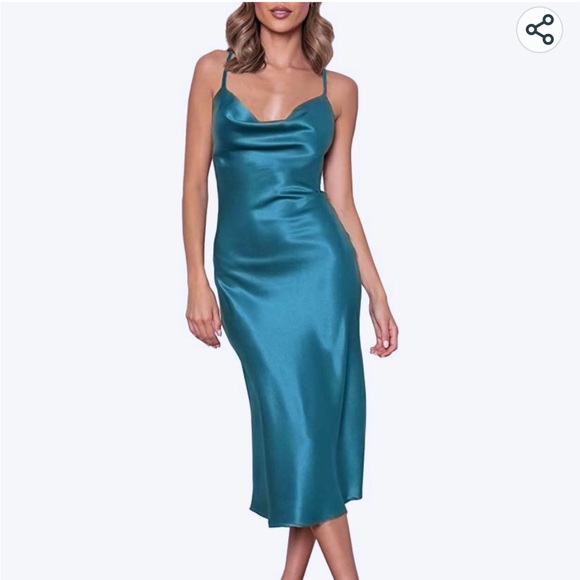 Canton Walker Dresses Nwt Canton Walker Satin Cowl Neck Vback Cross